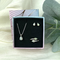 Thumbnail for Sterling silver gift set with white mother’s love necklace and Fire Opal pendant