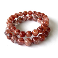 Thumbnail for Close-up of Fire Quartz Bracelet with a red Hematoid Quartz bead #VT021