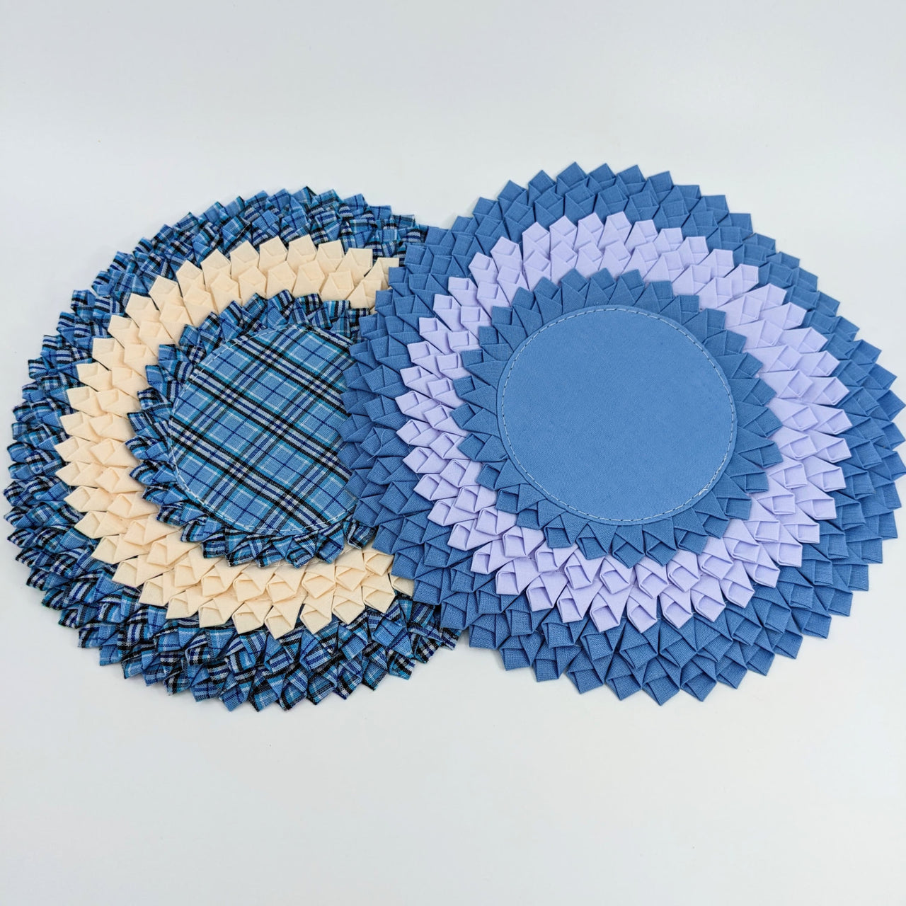 Blue & yellow flower coasters from Flat Cushion 7.5’ for Singing Bowls #LV2416