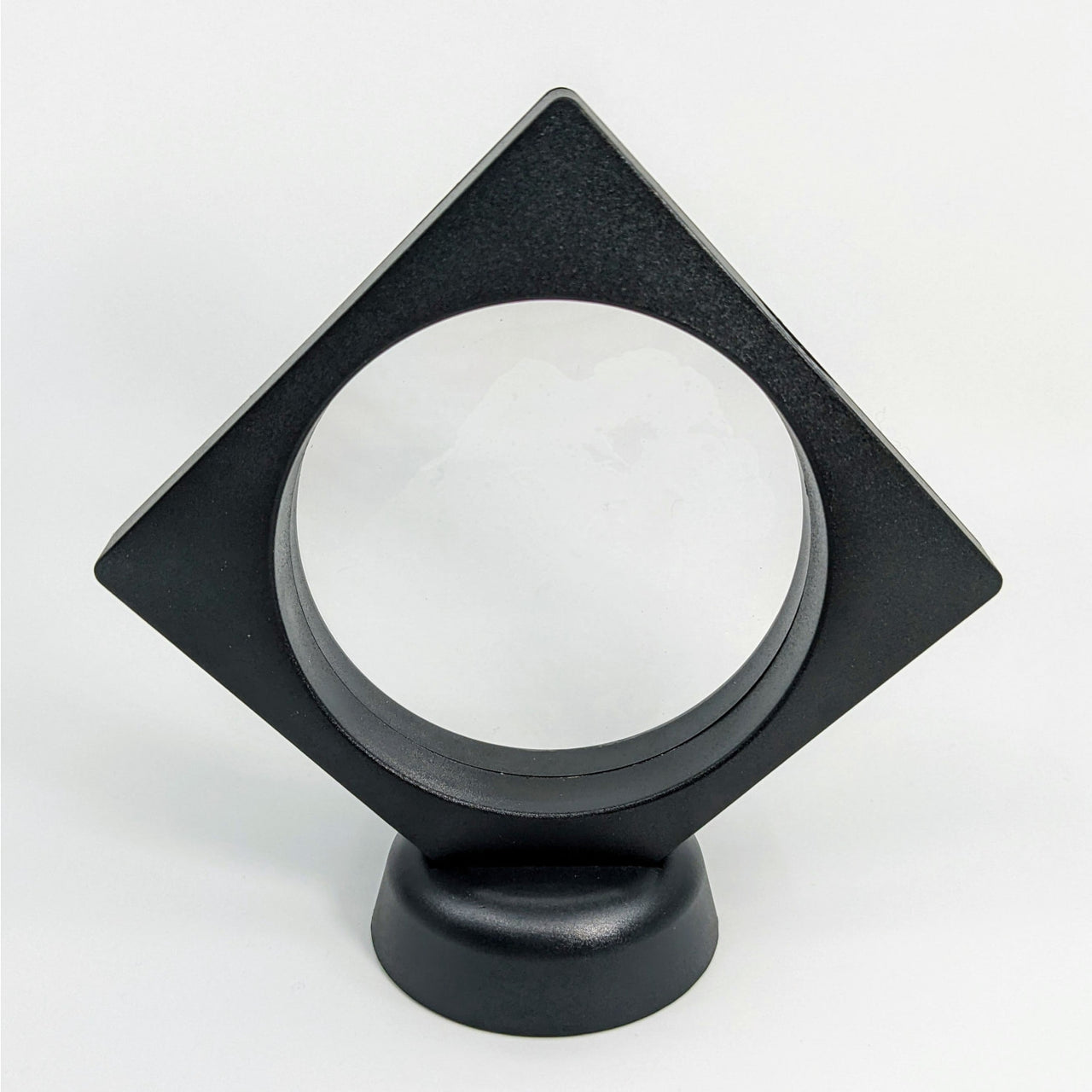 Elegant Black Ring in Floating Illusion Frame for Crystal Display #Q066