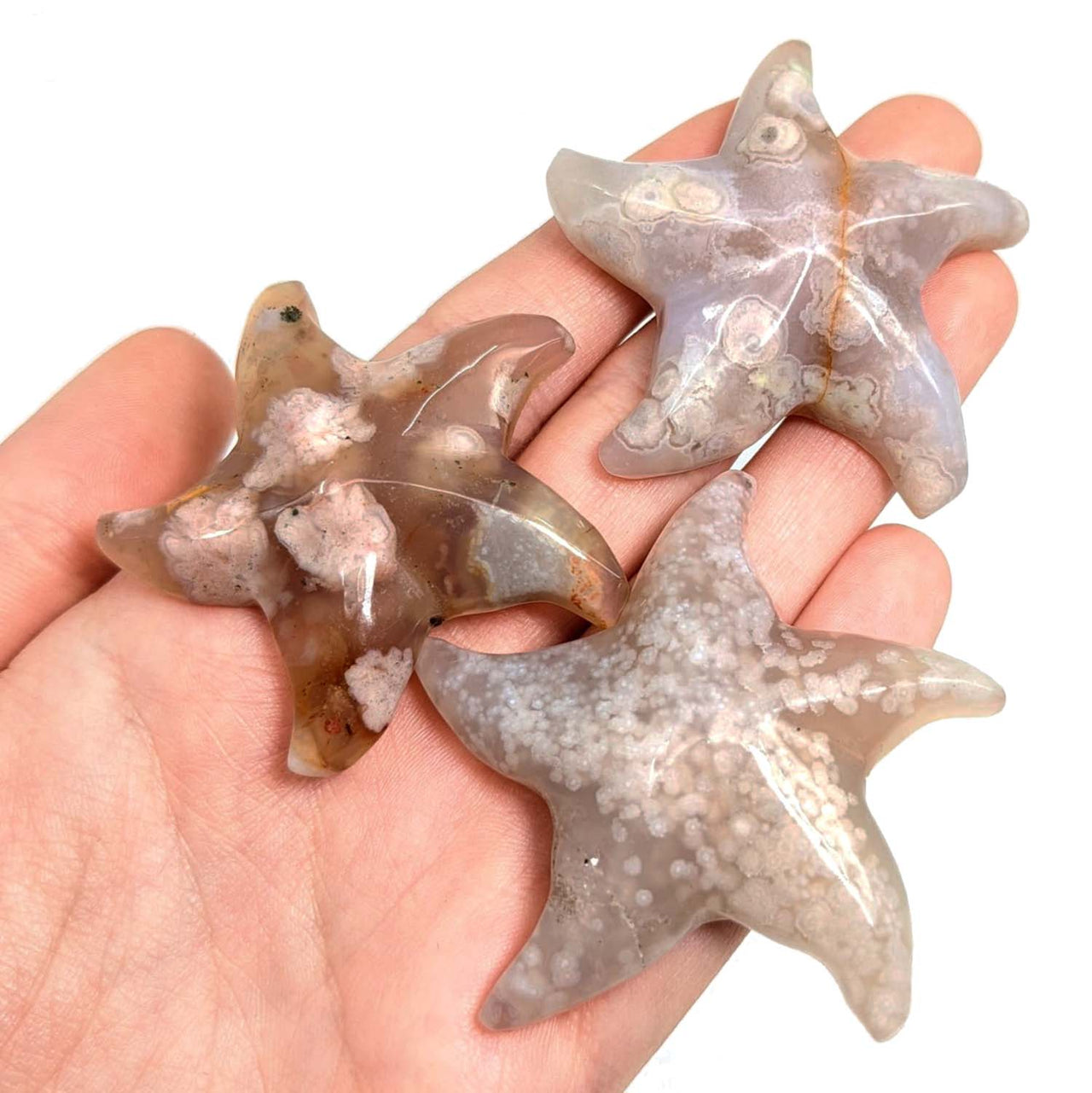 Flower Agate 1.9" Sea Star Carving (28g) #SK9066