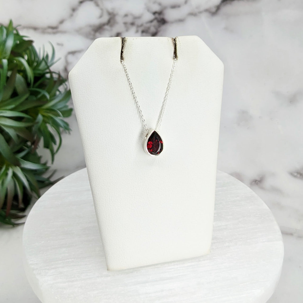 Garnetite gemstone necklace with sterling silver slider pendant on 18’ chain #LV3250