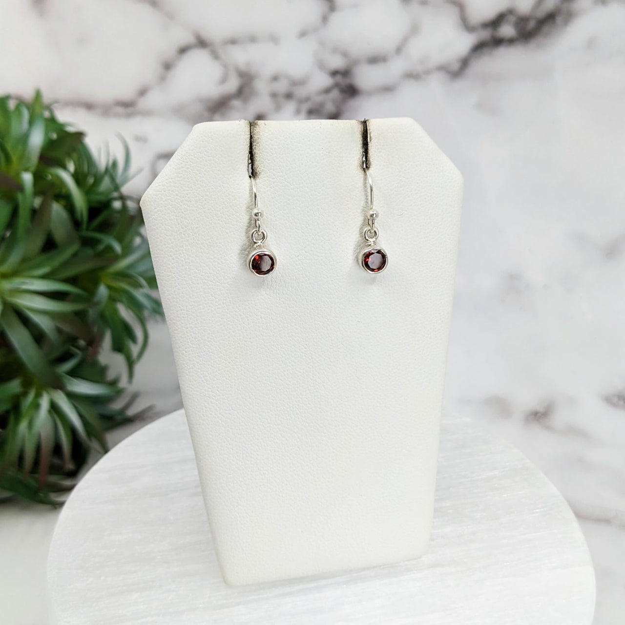 Garnet Faceted Sterling Silver Dangle Earrings #LV3248 - Elegant and Stylish Jewelry