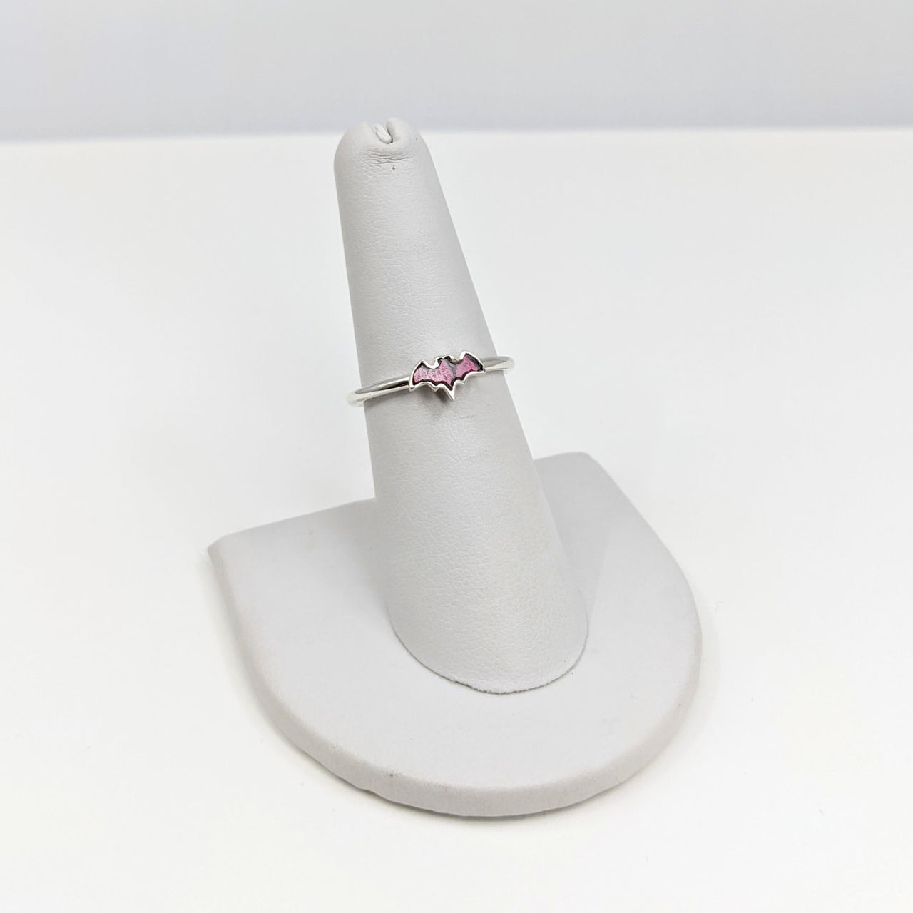 Pink tourmal ring with a diamond center - Garnet Sterling Silver Bat Ring #SK8907