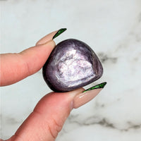 Thumbnail for Person holding Lepidolite Gem LV4563, 1.2’ tumbled stone for healing and balance