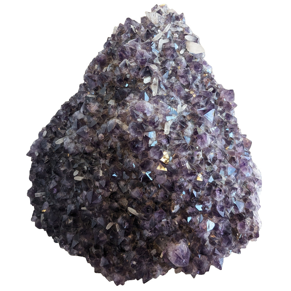 Amethite crystals from the Himalayas in Giant Amethyst Calcite Geode #LV4775