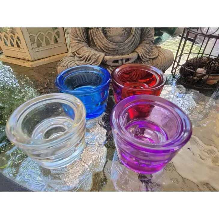 Set of four elegant glass bowls in the Glass Candle Holder For Tealight or Taper #LV3766