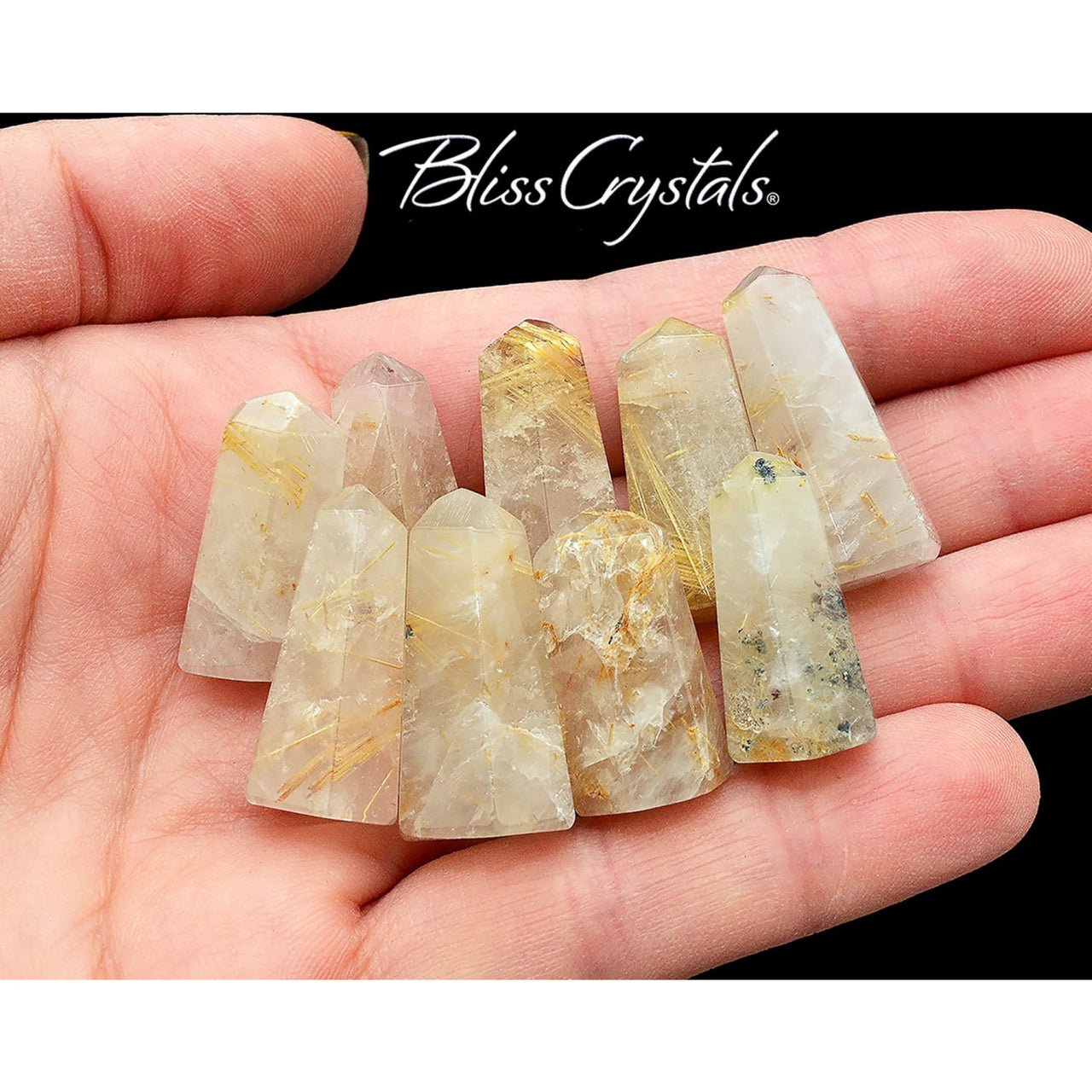 1 Gold RUTILATED QUARTZ Generator Point Mini Stone for 