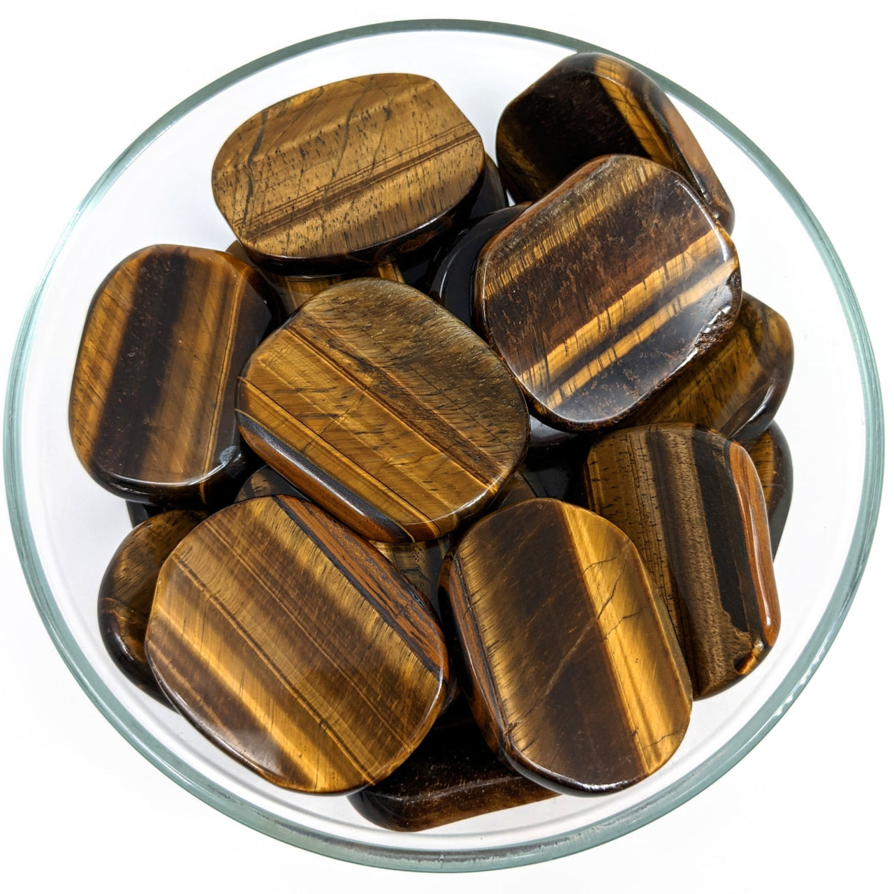 Gold Tigers Eye 1.75’ Flat Palmstone in a Bowl - SKU #SK9254 Gemstones for Wellness