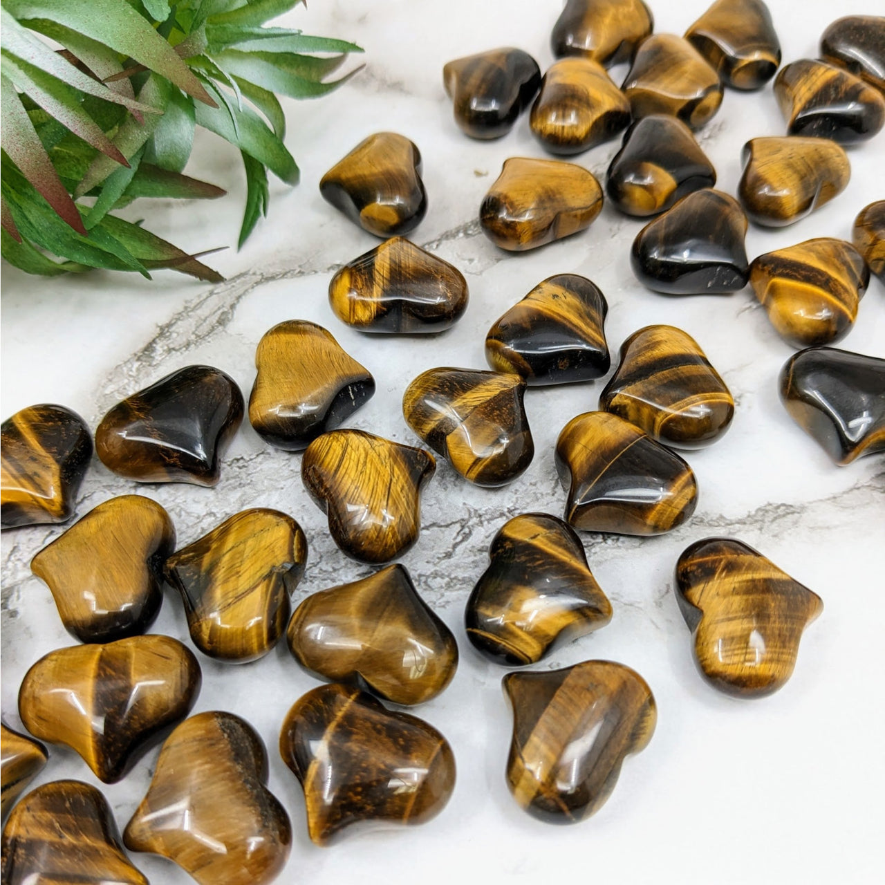 Gold Tiger’s Eye Puffy Heart Gem #LV4307 - Perfect for Jewelry and Collectors