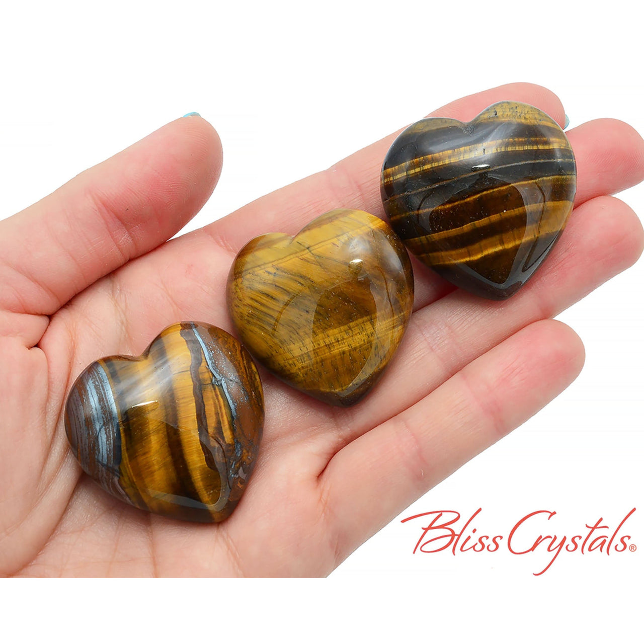 1 GOLD Tigers EYE Heart Medium Polished Stone Healing 