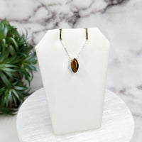 Thumbnail for Gold Tiger’s Eye Necklace: Sterling Silver Slider Pendant on 18’ Chain #LV3216