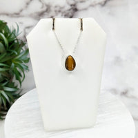 Thumbnail for Gold Tiger’s Eye Polished Necklace in Sterling Silver Slider Pendant on 18’ Chain #LV3216