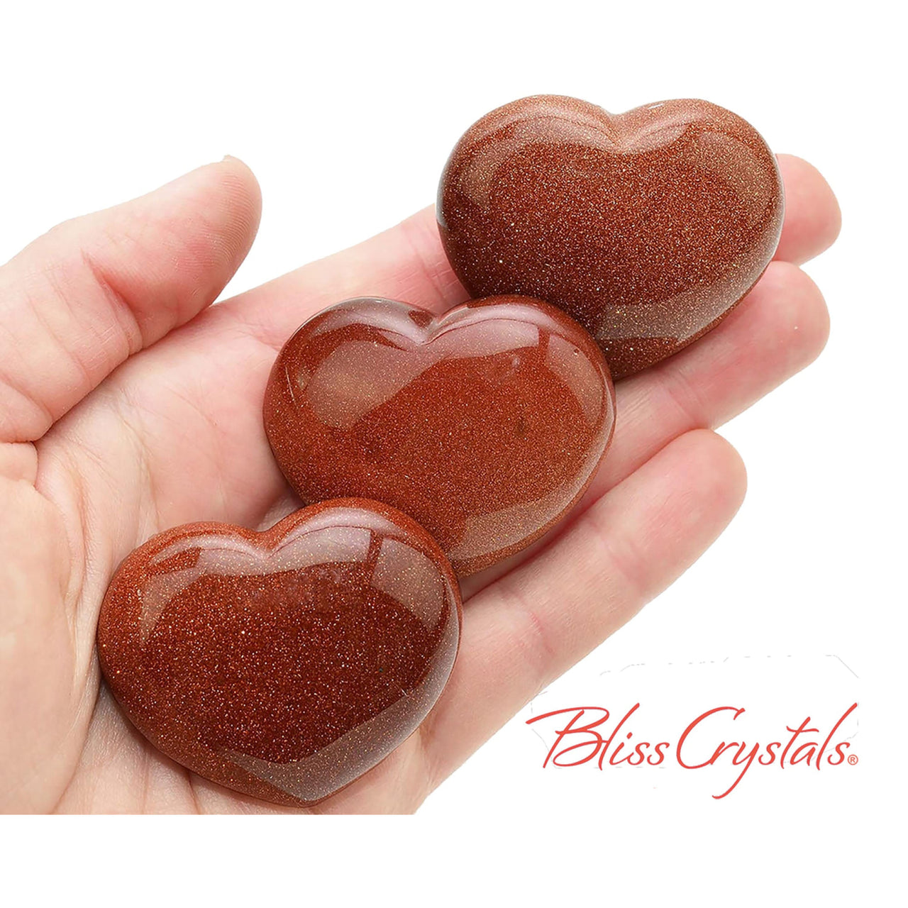 1 Goldstone PUFFY HEART Tumbled Stone Polished Healing 