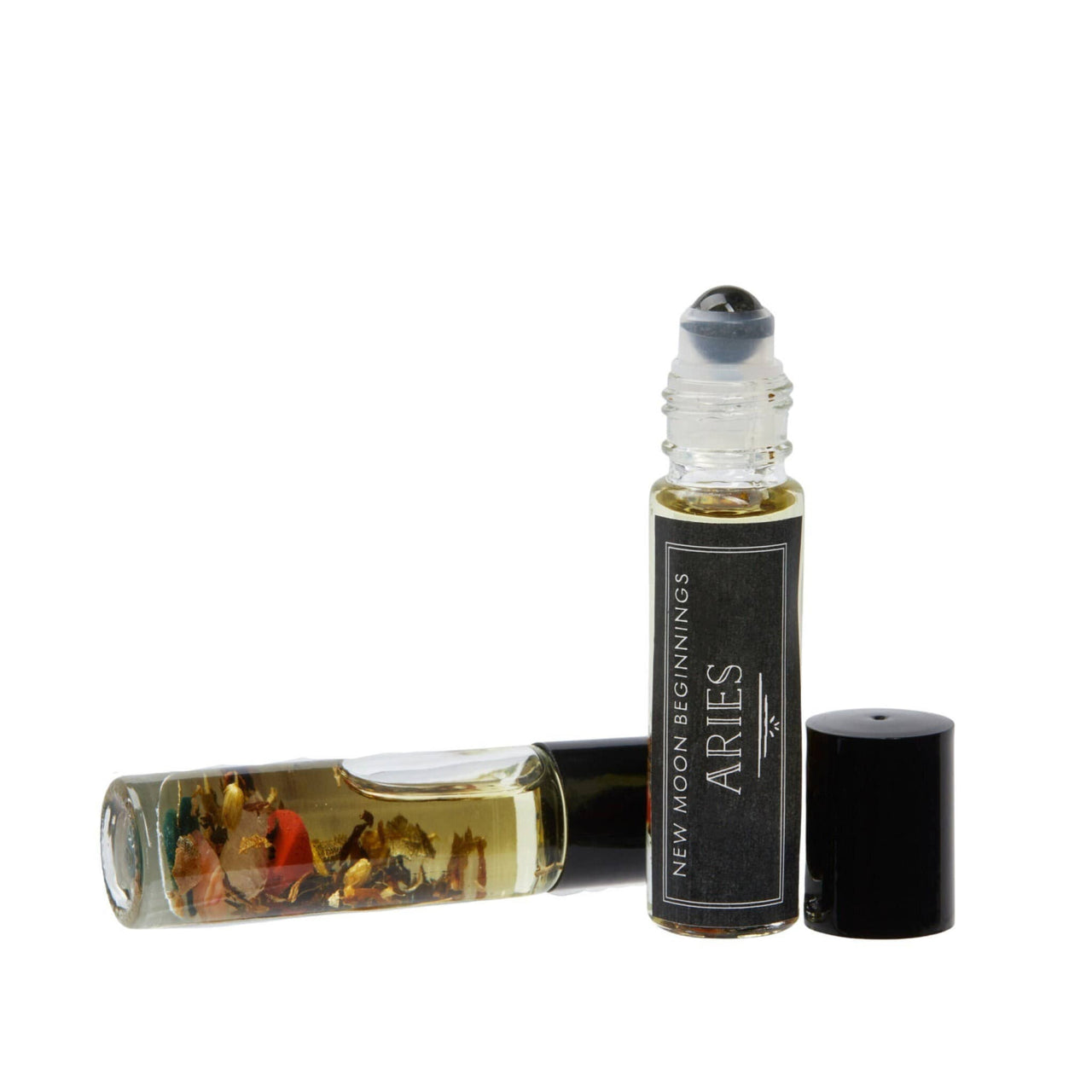 Good Luck Roll-on Perfume with Organic Jojoba Oil: Black and White Caps, Crystal Infused 10ml