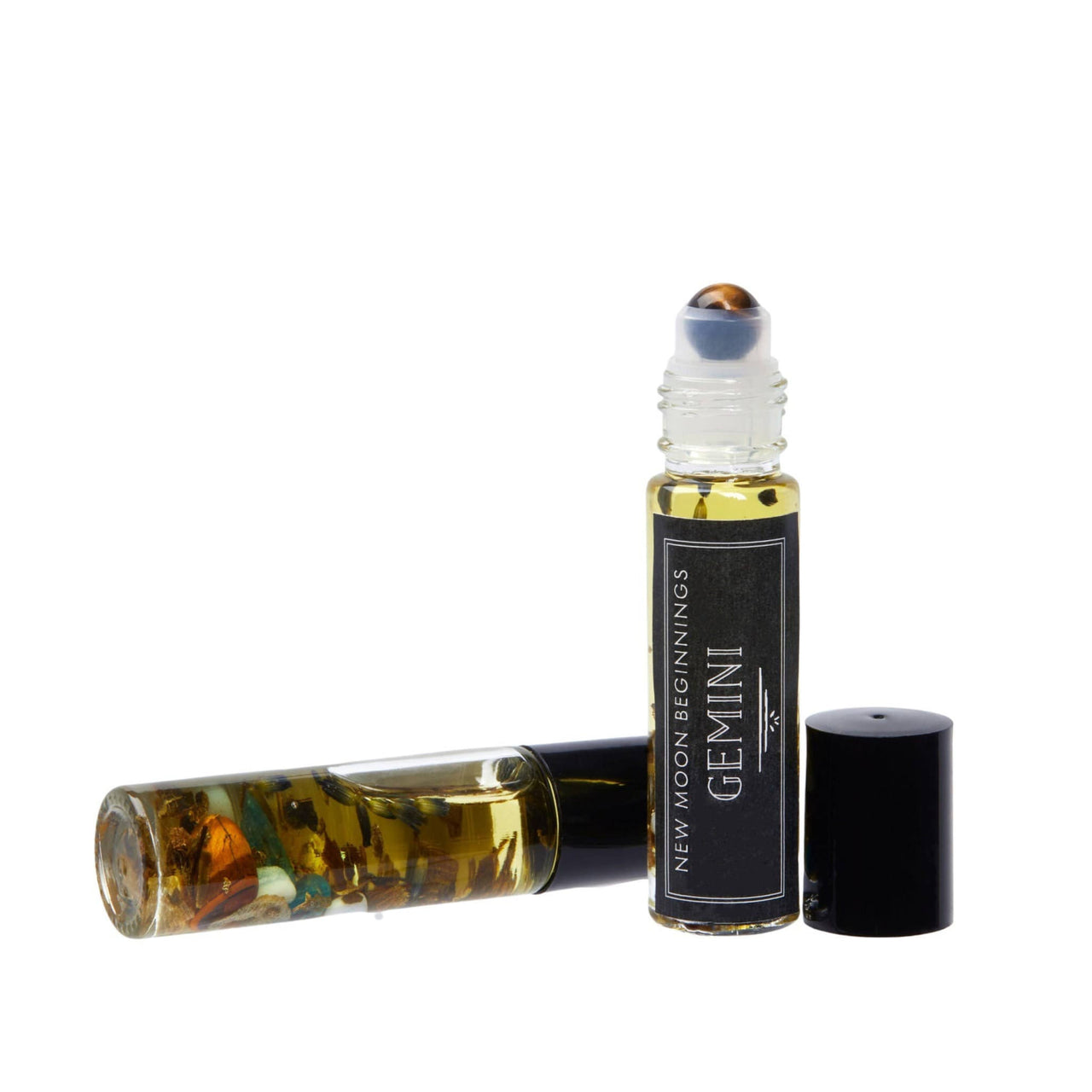 Close-up of Good Luck: Intention Roll-on Perfume with organic jojoba oil, crystal infused