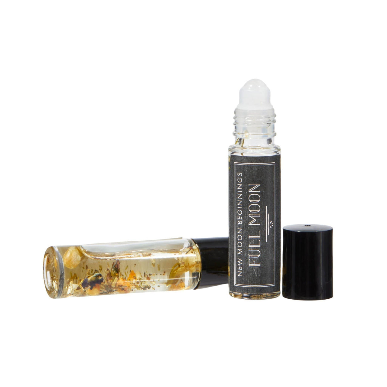 Good Luck Perfume with Black and White Caps, Jojoba Oil Base, 10ml Crystal Infused #LV5480