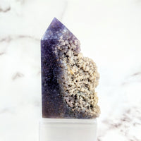 Thumbnail for Grape Agate chalcedony quartz point with white base, 3.2’ semi-polished tower #LV2008