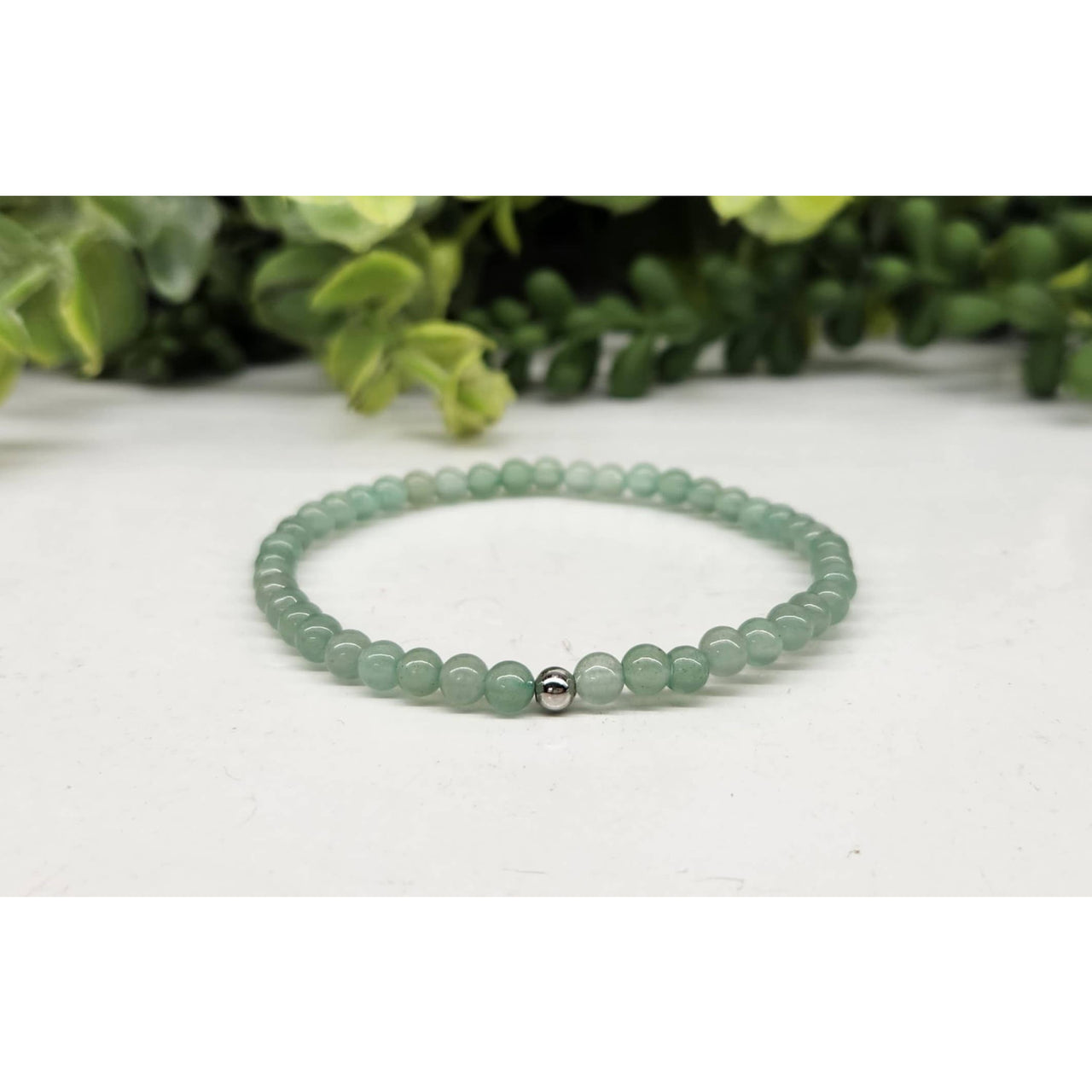 Green aventurine bracelet with jade green beads, 4MM, 7.5’ length, product #LV5332