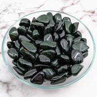 Thumbnail for A bowl of green sea glass pebbles - Green Goldstone tumbled stones #LV1499