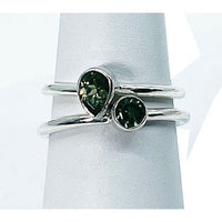 Thumbnail for 1 Green Tourmaline Stackable Faceted Sterling Ring #SK6821G 