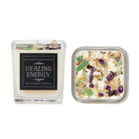 Thumbnail for Healing Energy Candle with White Wax and Green Leaf - 7.5oz Soy Handmade #LV5485