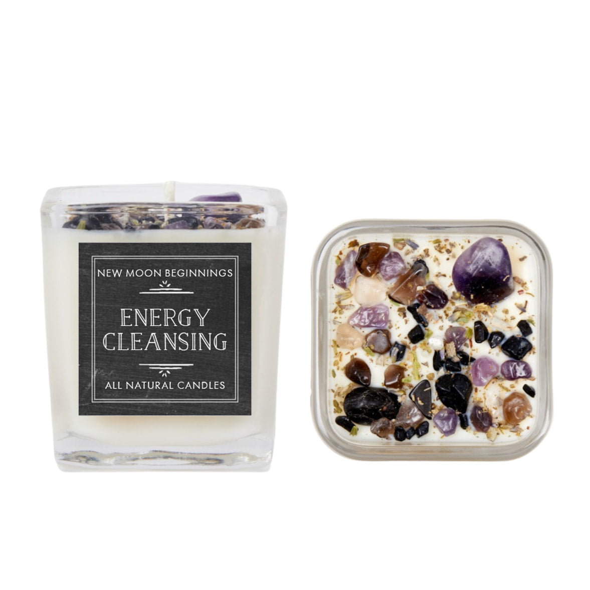 Healing Energy: Soy Candle with Crystals, Handmade 7.5oz – Elevate Your Space