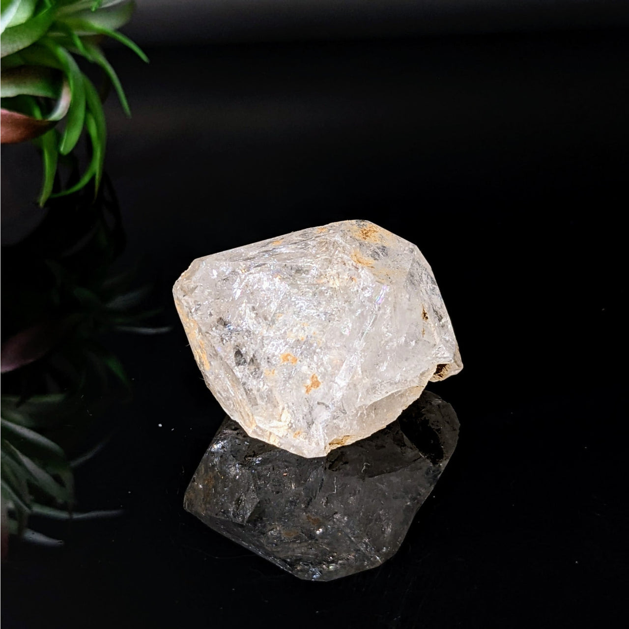 Herkimer Diamond 1.6’ Rough Point #LV4080 on black surface