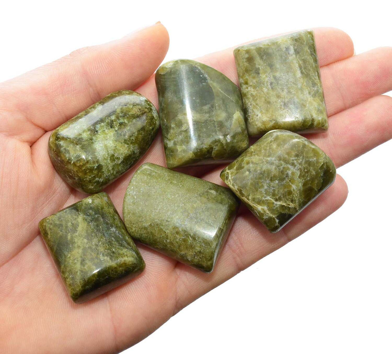 1 XL VESUVIANITE Tumbled Stone "Treasure Stone" aka California Jade, Green Jade Idocrase Healing Crystal and Stone #VT02