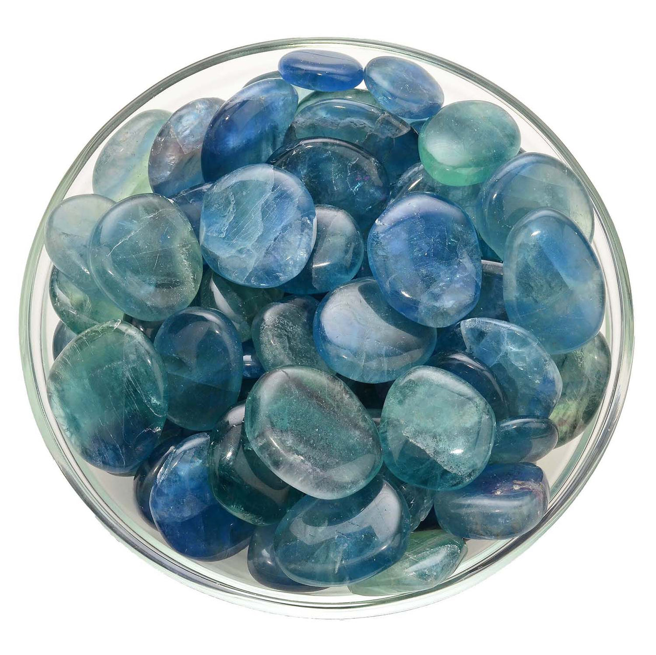 1 Blue Green FLUORITE Mini Palm Stone for Focus Concentration Spiritual Awakening #BF04