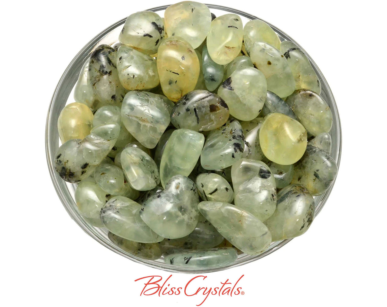 2 Medium Rutilated PREHNITE Tumbled Stone Black Tourmaline & Epidote Needles Healing Crystal and Stone Jewelry Crafts #RP03