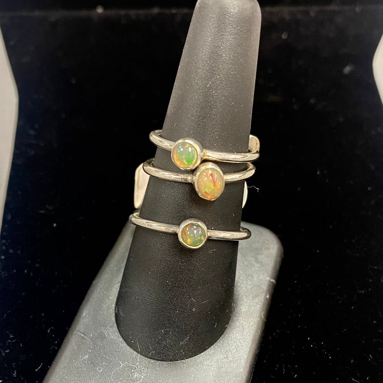 Ethiopian Opal Dainty Sterling Silver Ring (Not Prong) #J529