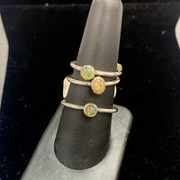 Thumbnail for Ethiopian Opal Dainty Sterling Silver Ring (Not Prong) #J529