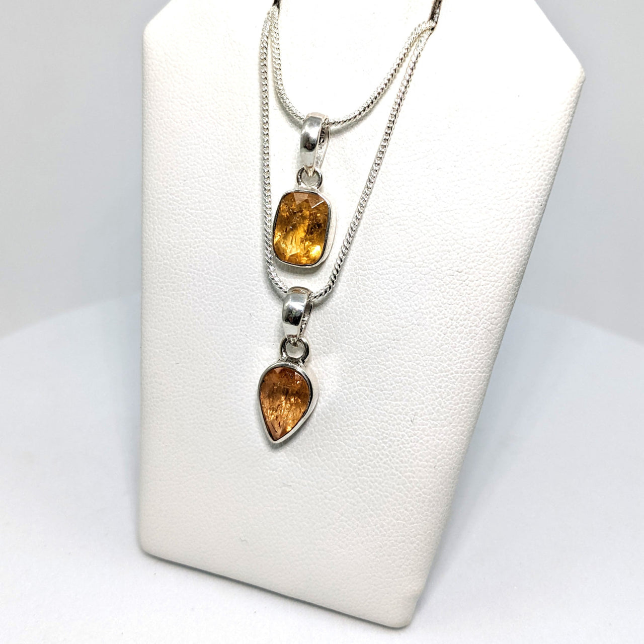 Heart Shaped Citrine Necklace - Imperial Topaz Faceted SS Pendant - Now 10% OFF