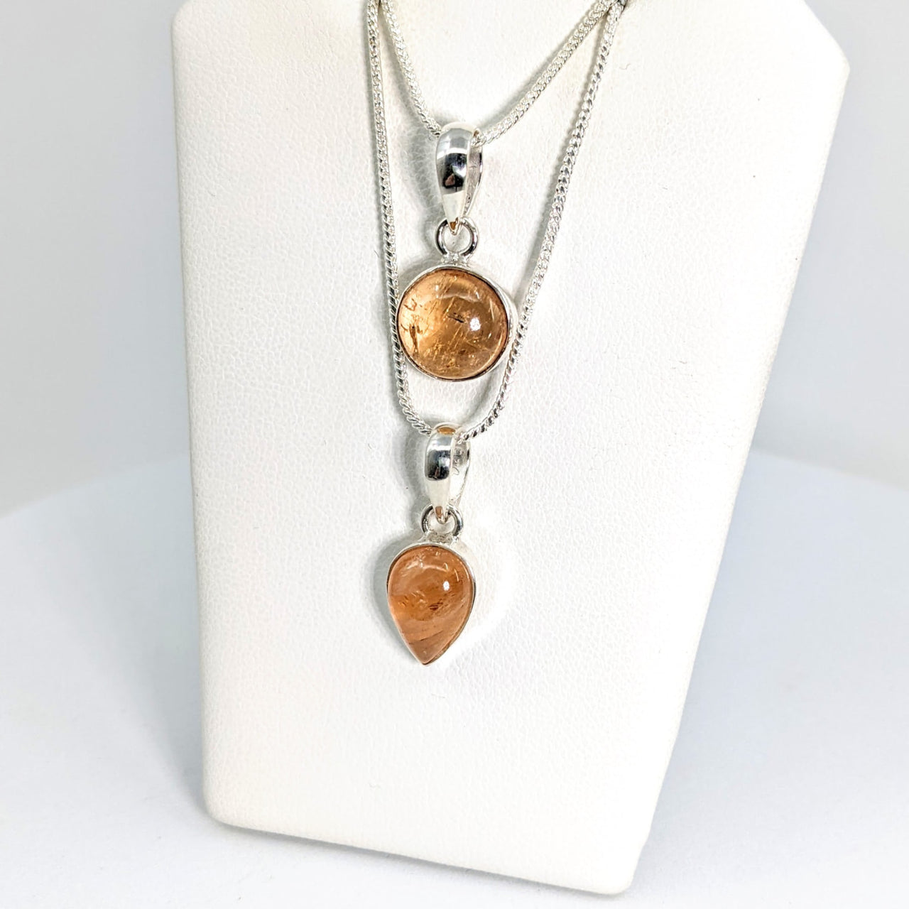 Necklace with heart and coin pendants, Imperial Topaz SS Pendant 2g #SK9338