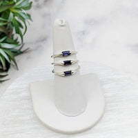 Thumbnail for Iolite Faceted Baguette Sterling Silver Ring with Blue Sapphire Stone, Sizes 6-8 #LV3205