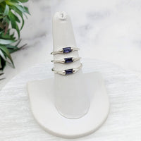 Thumbnail for Iolite Faceted Baguette Sterling Silver Stackable Ring with Blue Sapphire Stone Size 6-8