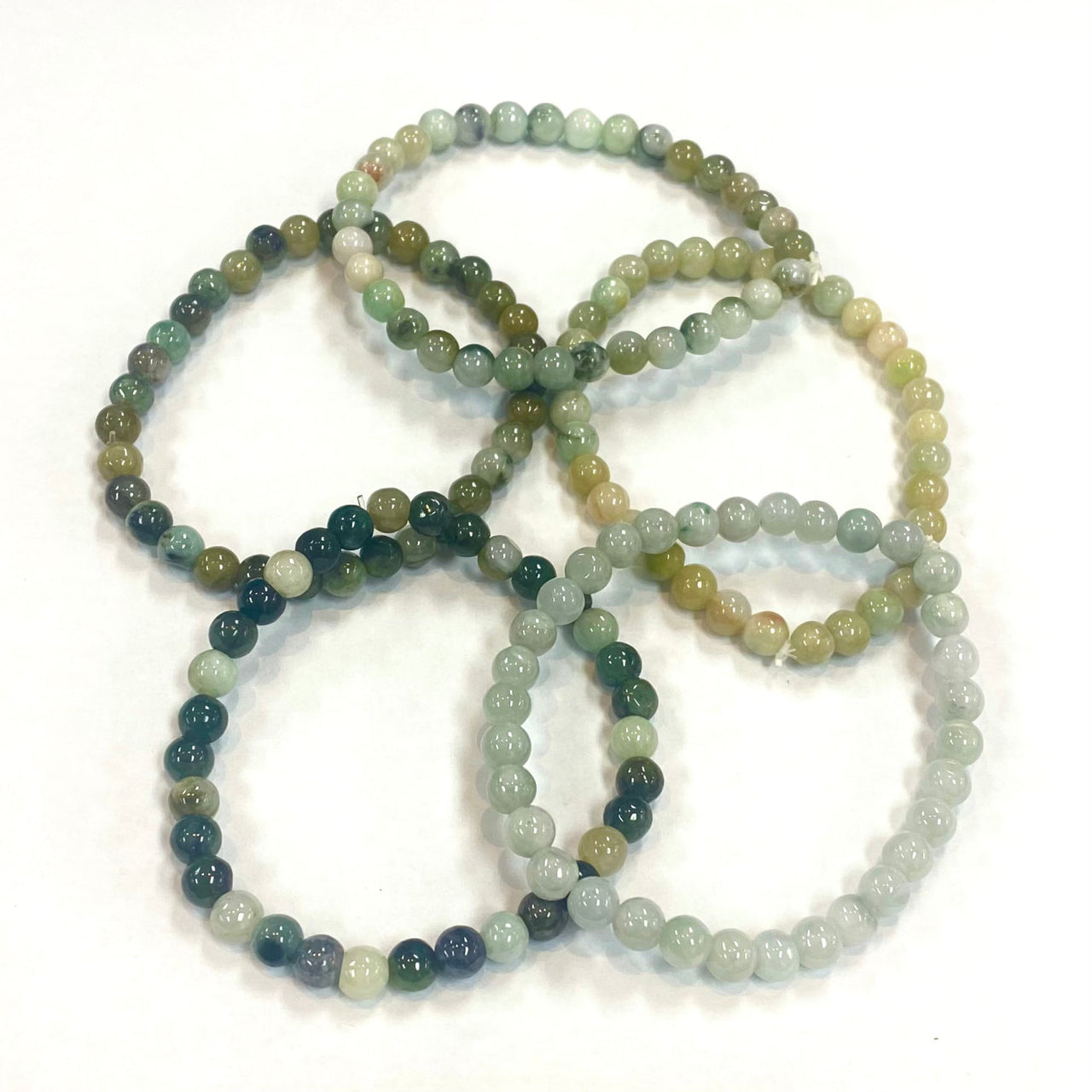 Set of green and blue bead bracelets from Jadeite 6mm Round Bead Bracelet #J011