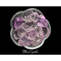 Thumbnail for A bowl of pink kunzite crystals from KUNZITE Grade AA Tumbled Stone 1 Lavender Gem #KT12