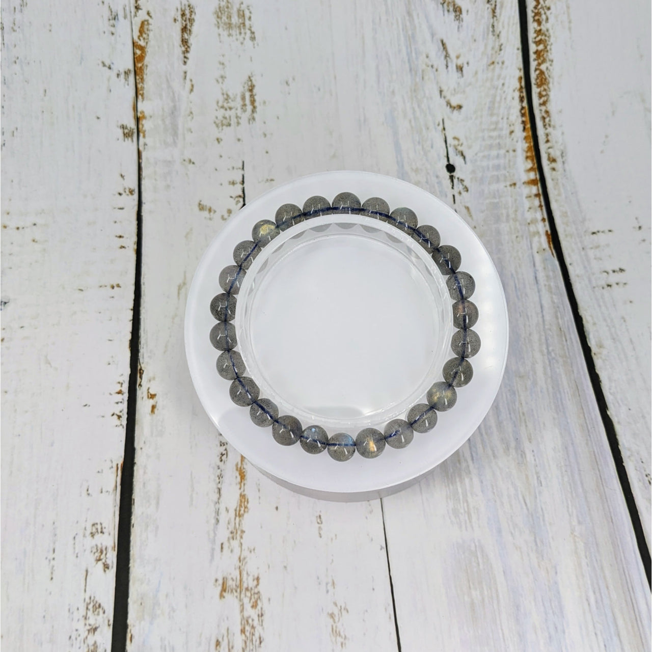 Labradorite beaded bracelet on white plate - Elegant 6-7mm beads perfect for any occasion