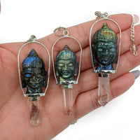 Thumbnail for Labradorite Buddha + Angel Phantom Pendulum #SK6202