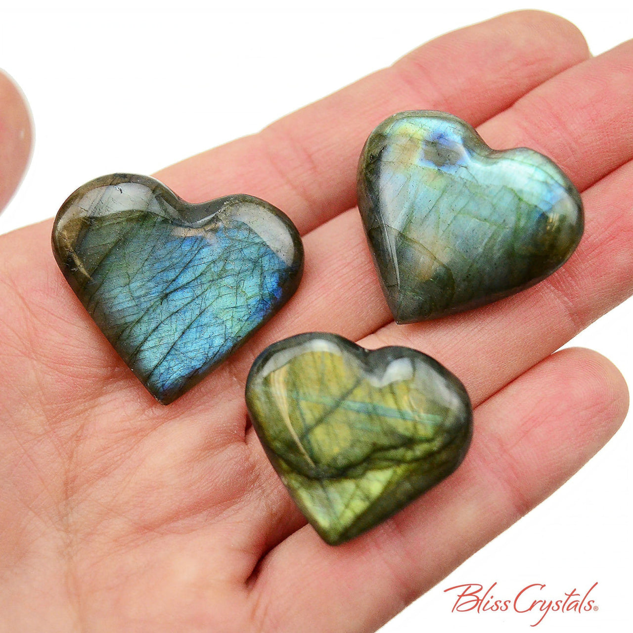 1 Flashy LABRADORITE HEART Polished Gemstone for Psychics 