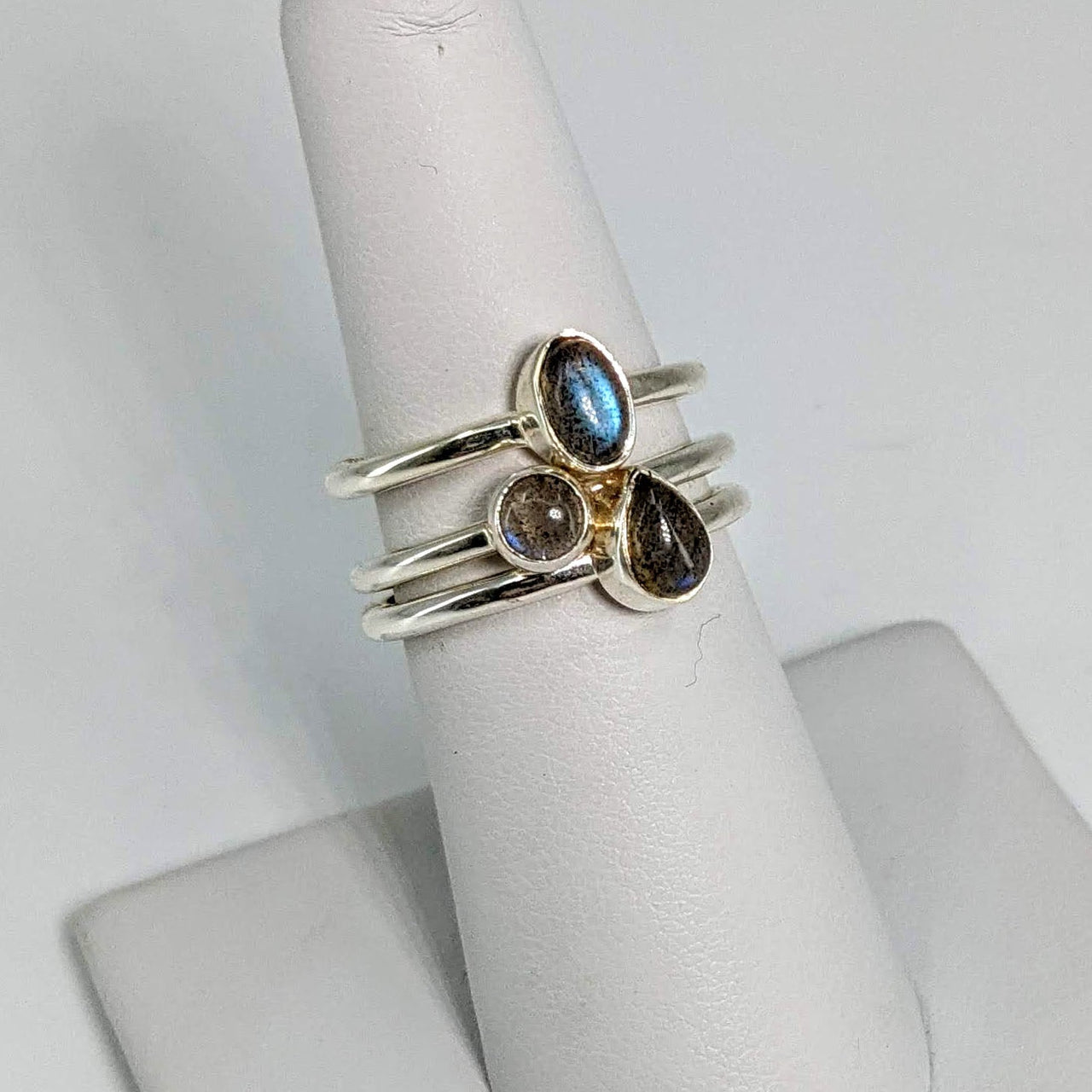 1 Labradorite Sterling Silver Ring Dainty Stackable Style 