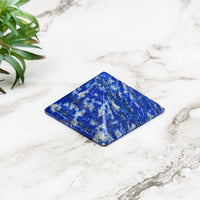 Thumbnail for Lapis Lazuli 1.2’ Pyramid #LV5231 on a Marble Table – Enhance Your Space with Elegance