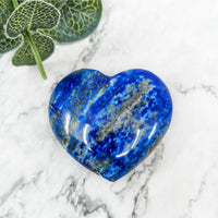 Thumbnail for Lapis Lazuli heart-shaped stone on marble table #LV5741 - 2.2 inches