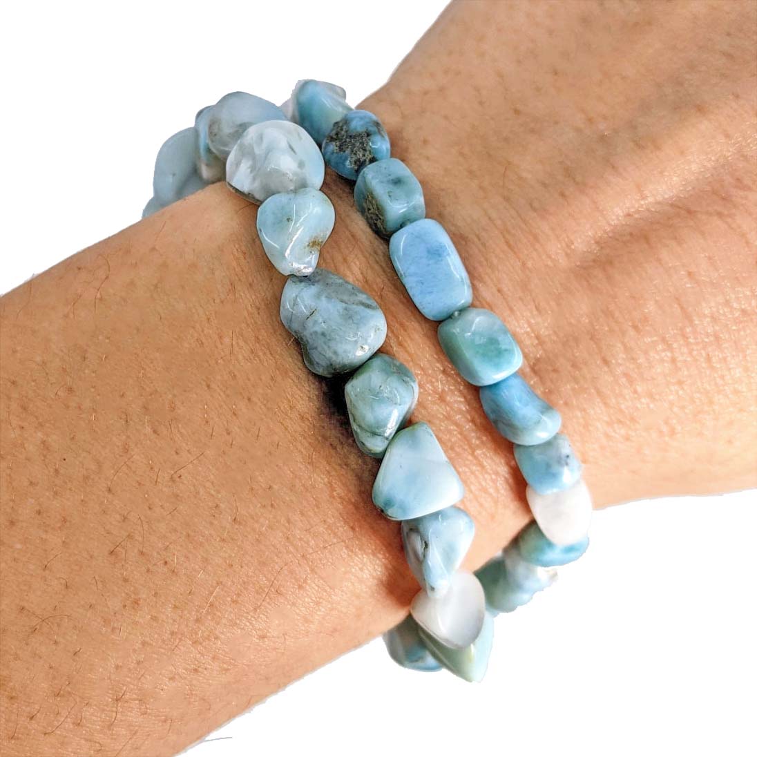 Larimar Beaded 7" Stretch Bracelet #LV4675