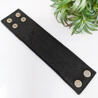 Thumbnail for Black leather bracelet with metal buttons and zipper pouch, adjustable, #LV2751