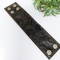 Thumbnail for Leather bracelet with zipper pouch and metal buttons, adjustable 7 - 8’, #LV2751