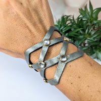 Thumbnail for Elegant Leather Bracelet 7’ Double Lattice #LV2757 - Stylish double wrap design