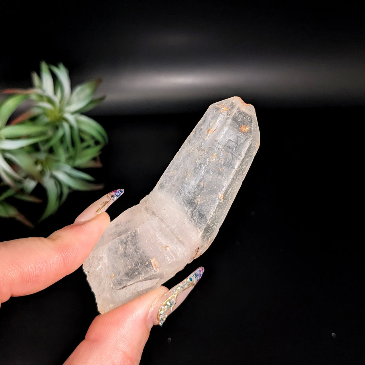 Person holding Lemurian Quartz 3’ Rough Point #LV4763 crystal